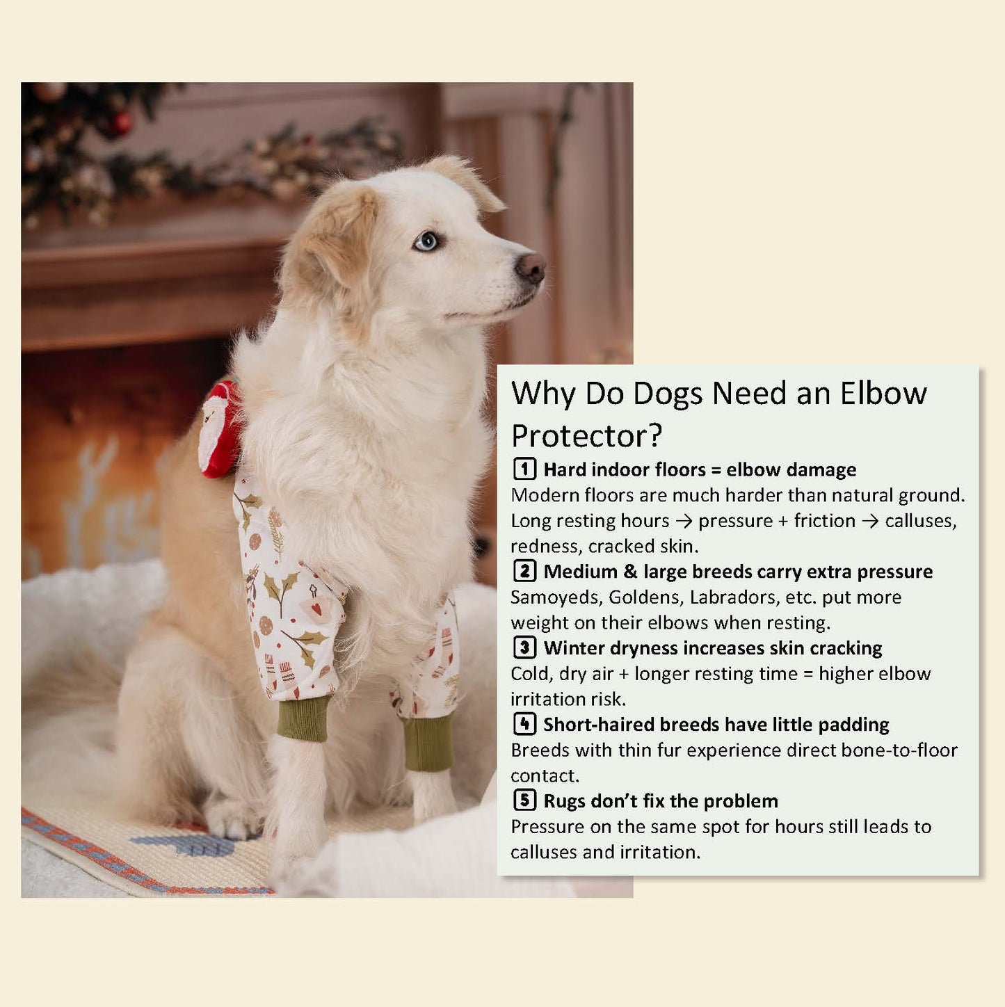 Christmas Cotton Elbow Protector for Dogs – Thickened Joint Sleeve, Anti-Friction & Soft Cozy Warmth – For Medium & Large Breeds