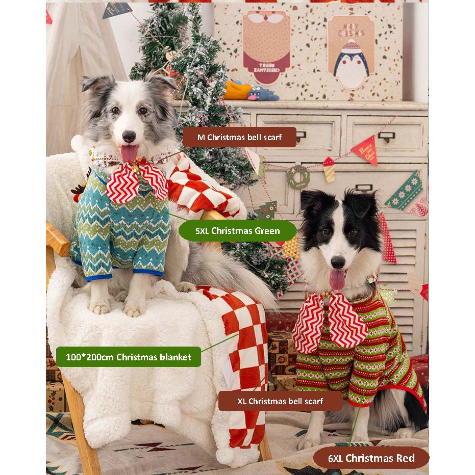 Christmas Knit Dog Sweater – Warm Holiday Knit, Festive Red/Green, Cozy Winter Layer – For Small to Large Dogs & Cats