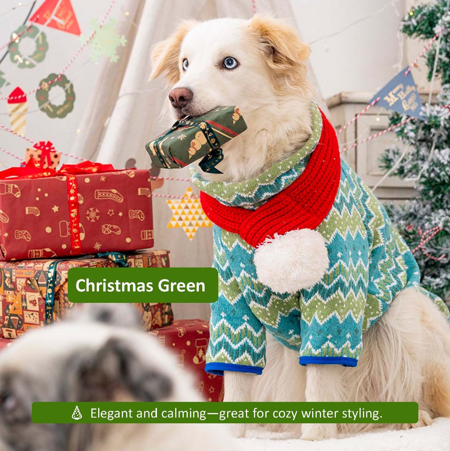 Christmas Knit Dog Sweater – Warm Holiday Knit, Festive Red/Green, Cozy Winter Layer – For Small to Large Dogs & Cats